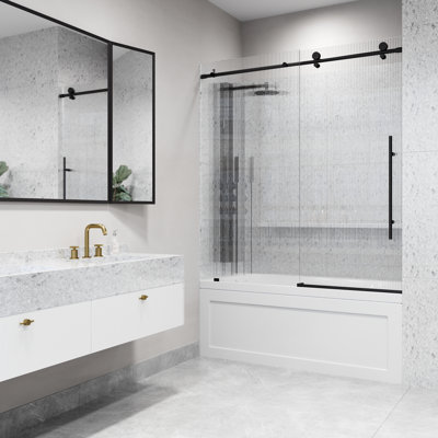 Porte de baignoire coulissante sans cadre avec verre cannelé 3/8 po Elan E 56-60 "x H 66" El-Class