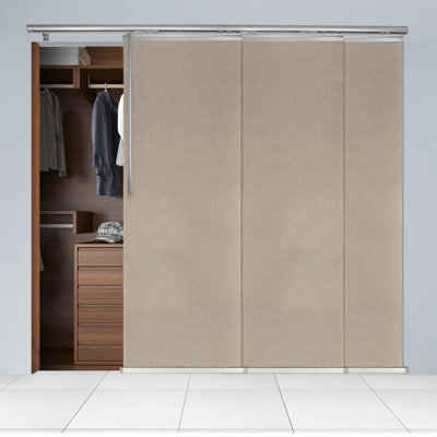 Semi-Sheer Cornsilk 3-Panel Single Rail Panel Track Extendable 36"-66"W x 94"H, Panel width 23.5"