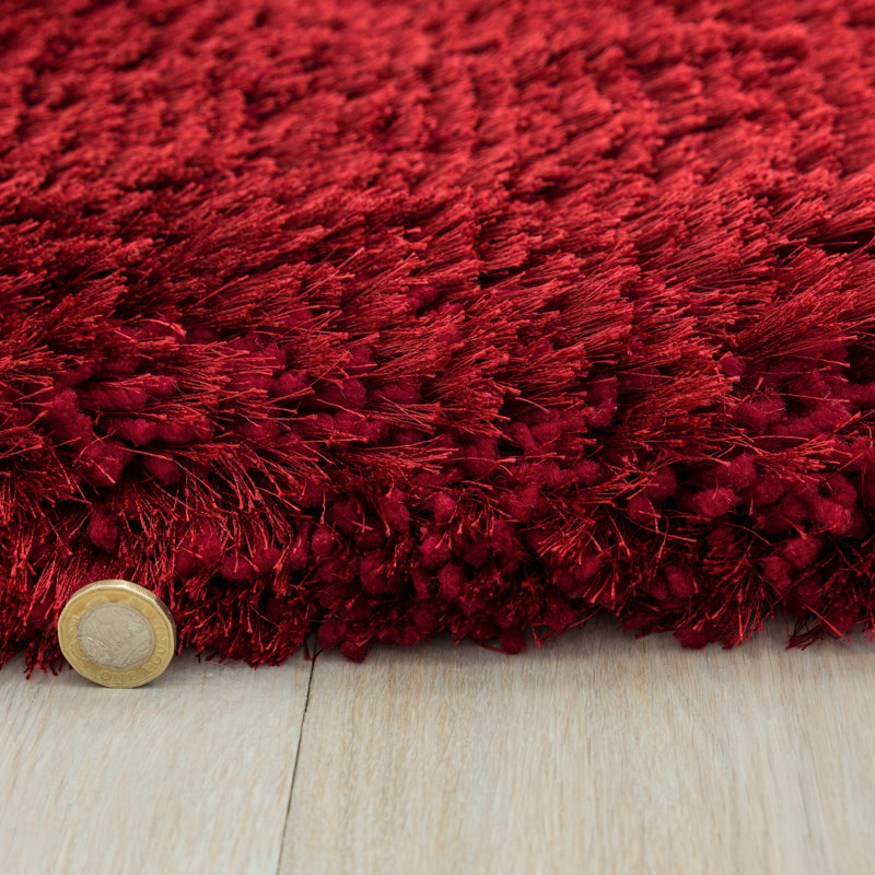 Plush Deep Pile Shaggy Red Rug, Rectangle 160 x 230cm