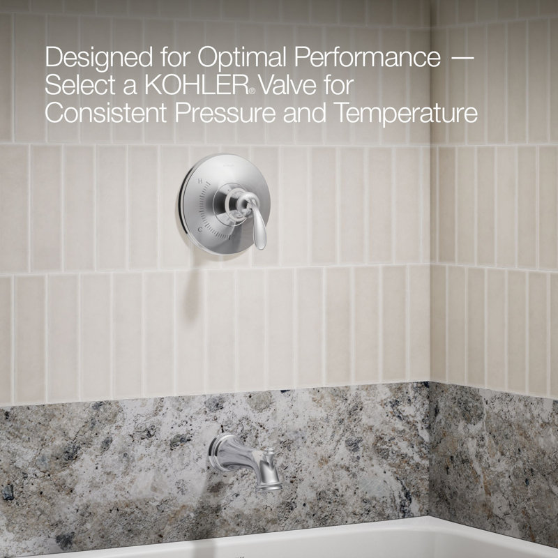 Bellera Rite-Temp Pressure-Balancing Bath and Shower Faucet Trim Set 1 Wall Mounted, Polished Chrome