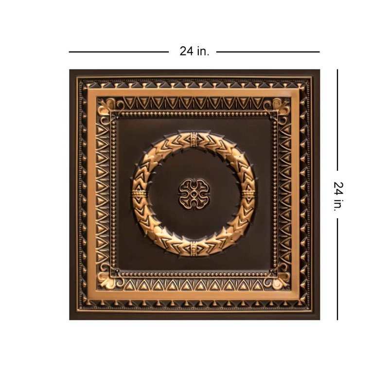 Tuile de plafond Laurel Wreath, L 24 po x L 24 po, Or antique