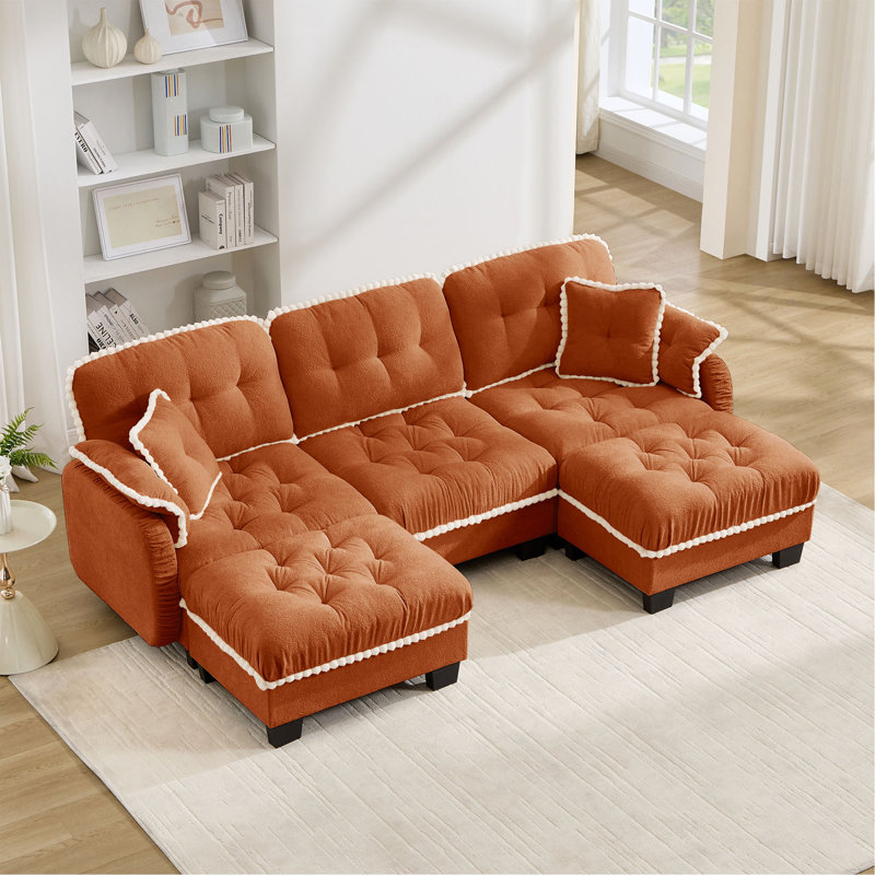 Canapé Chenille Cloud, Orange Chenille, L 100,7 po