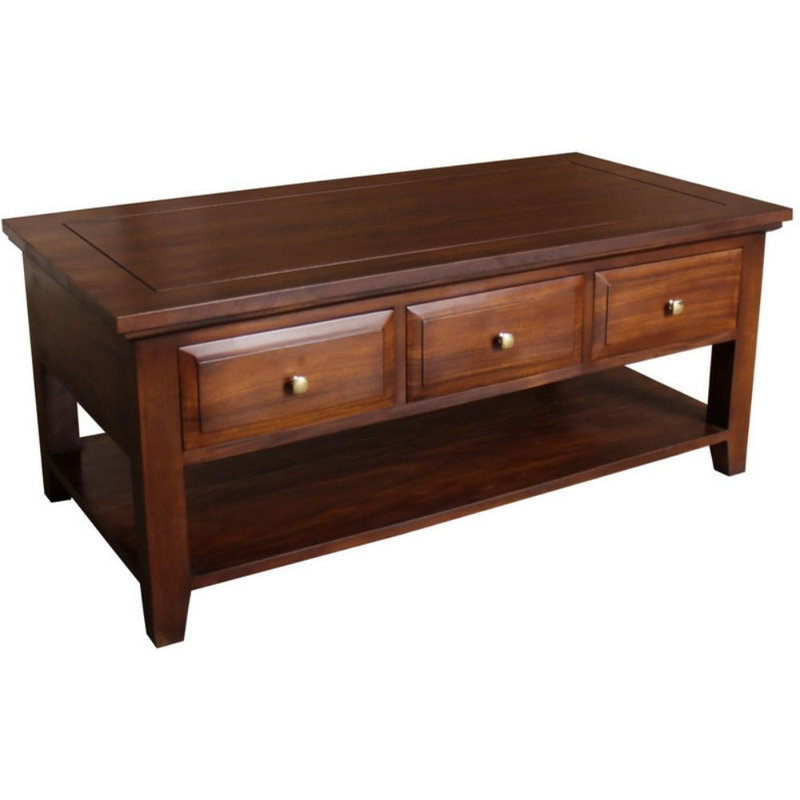 Helland Solid Wood Four Leg Coffee Table with Storage