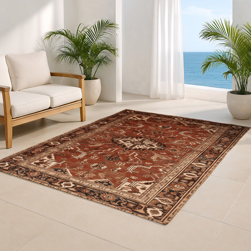 Persian Brown Indoor and Outdoor Area Rug, Rectangle 8' x 10'