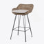 Tabouret de bar 29,25 po en osier et fer à dossier bas brun clair avec ensemble beige (ensemble de 2)