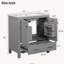 Ensemble de vanité gris de 60 pouces avec lavabo double en céramique, tablette de rangement et tiroirs compartimentés-363284289