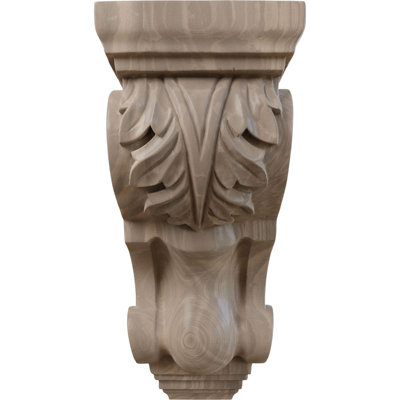 4 1/2"W x 5"D x 10"H Medium Traditional Acanthus Corbel, Walnut (4-Pack)