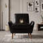 Fauteuil d'appoint rembourré avec accoudoirs arrondis et pieds en bois-317260744