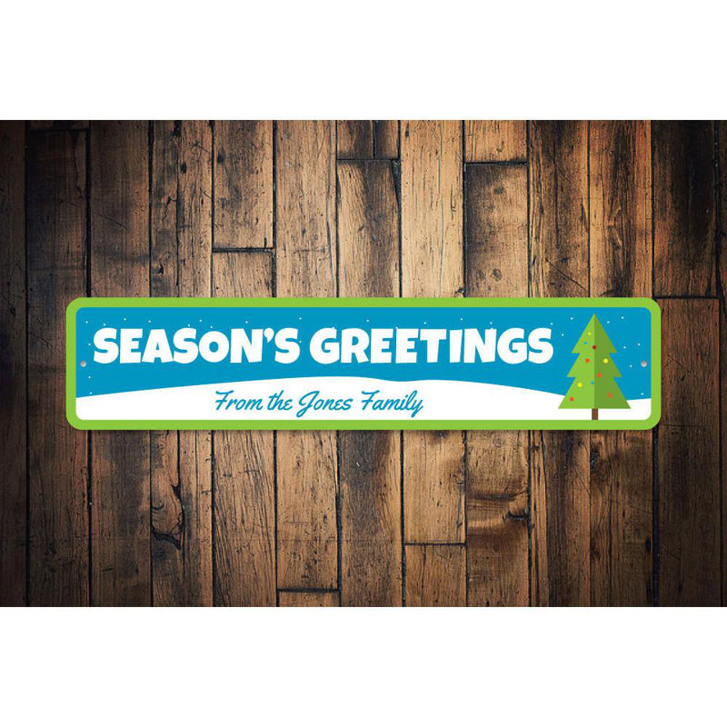 Signe de sapin de Noël en aluminium Season's Greeting, H 4 po x l 18 po x P 0,04 po