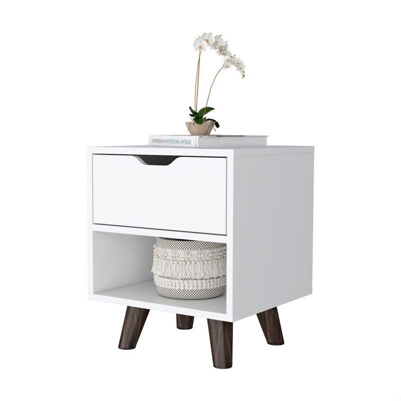 1-Open Storage Shelf Nightstand, White