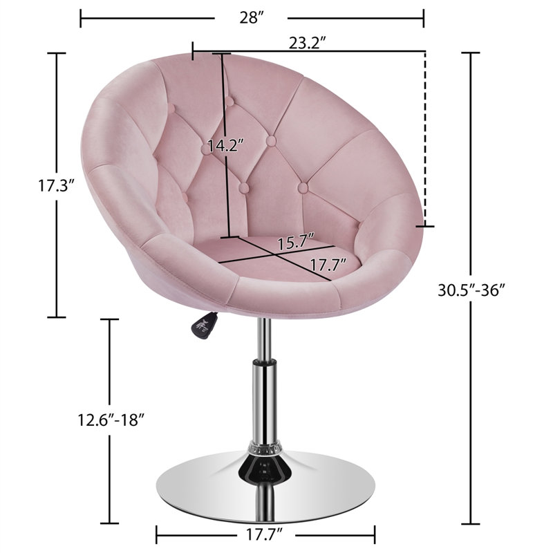 Mavin Velvet Swivel Barrel Chair, Pink Velvet