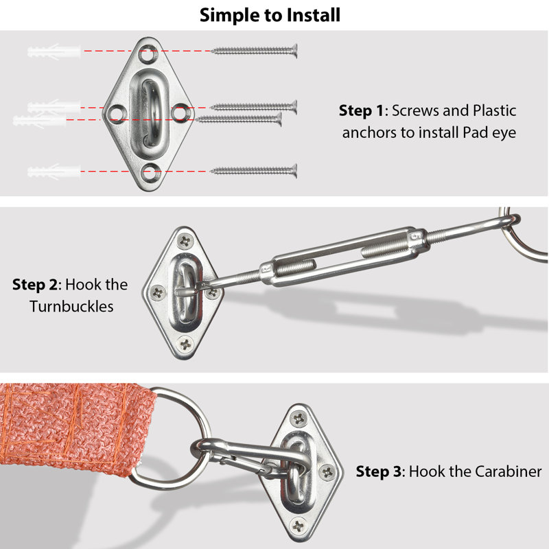 Stainless Steel Triangle Sun Shade Sail Hardware Kit