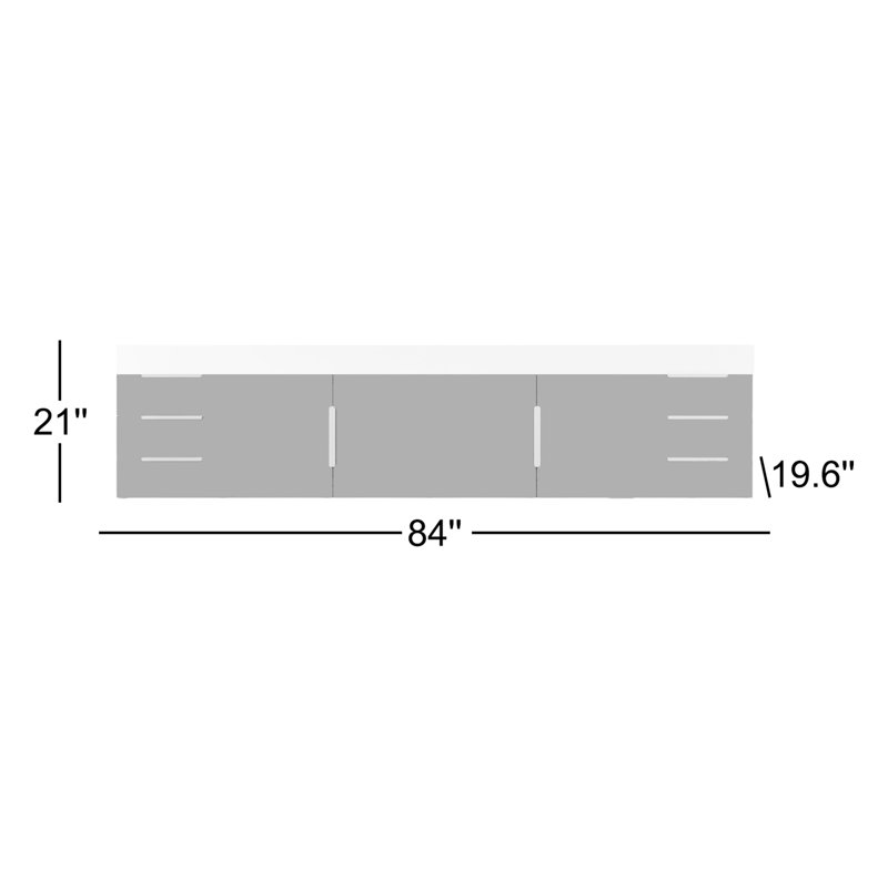 Meuble-lavabo mural double 83,4 po avec plateau en acrylique renforcé Natrona, Chêne