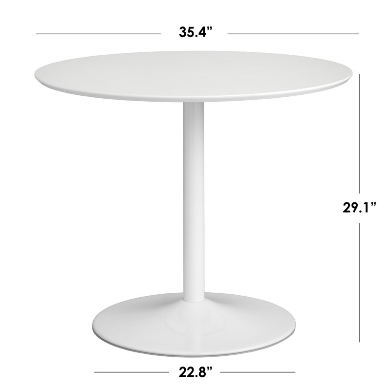 Walborn Round Metal Base Dining Table, Black, Chrome