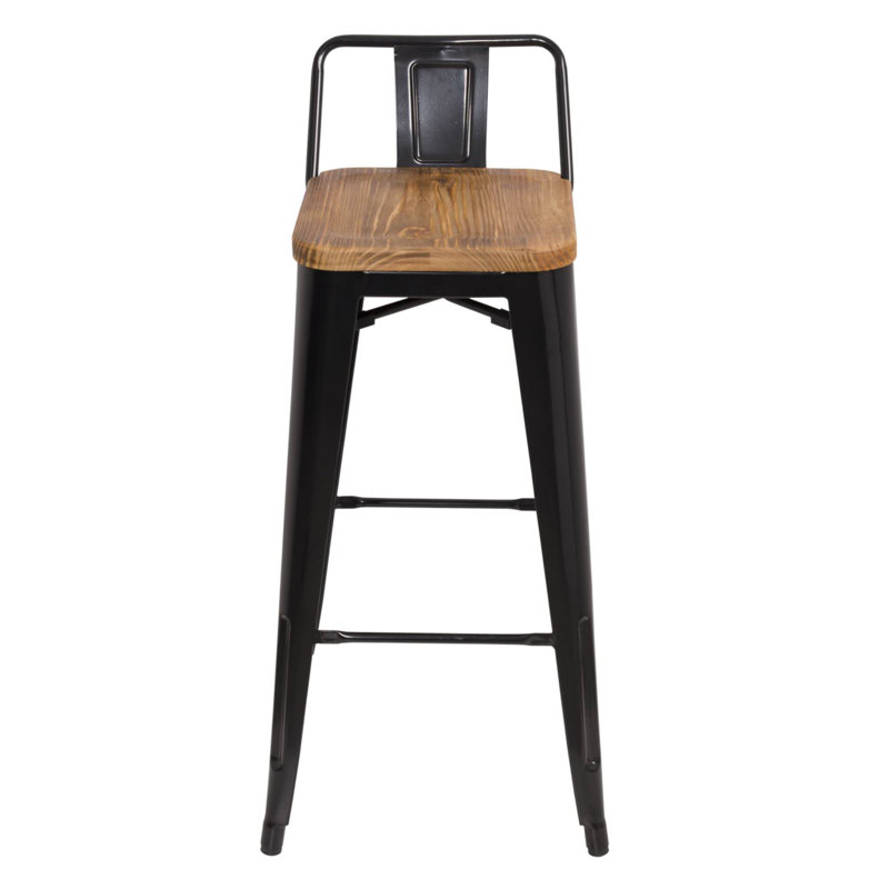 Tabouret de bar à dossier bas en métal et métal noir 94115