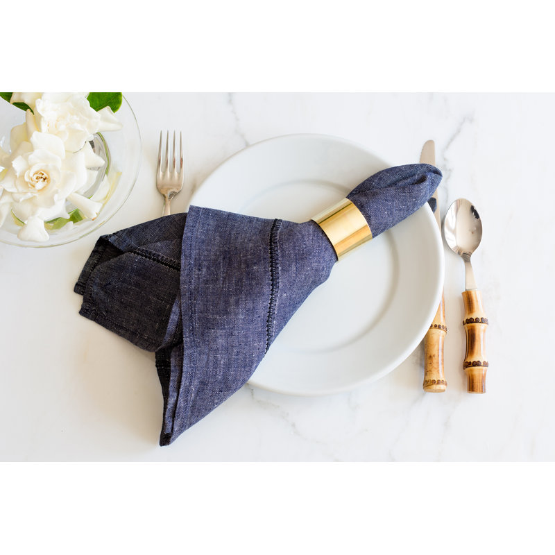 Blisse Linen Square Napkin, Dark Denim Blue