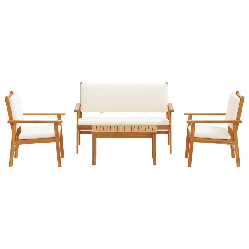 Ensemble de canapés de jardin vidaXL 4 pièces brun 47,24 x 25,79 x 31,10 po, Beige