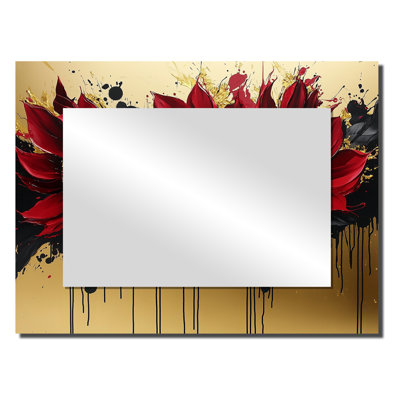 Vibrant Fiery Garden Of Abstract Sunflowers II - Traditional Decorative Mirror Wall Art