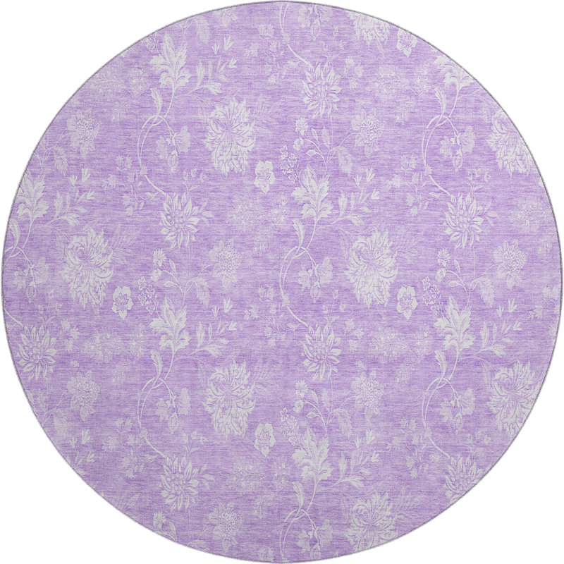 Premium Machine Washable Prisco Lilac Rug, Round 8'