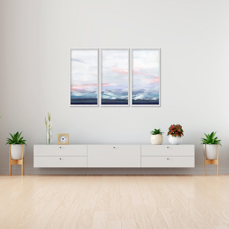 Coastal Retreat Cool Horizon Triptych