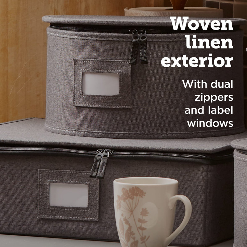Dannial Fabric Dinnerware Storage Set with Felt Dividers Included