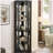 Lighted Corner Curio Cabinet - Elegant Glass Display Case for Living Room & Bar Storage - for Antique Collections & Wine - Includes Built-in Lighting - Black-1108151486