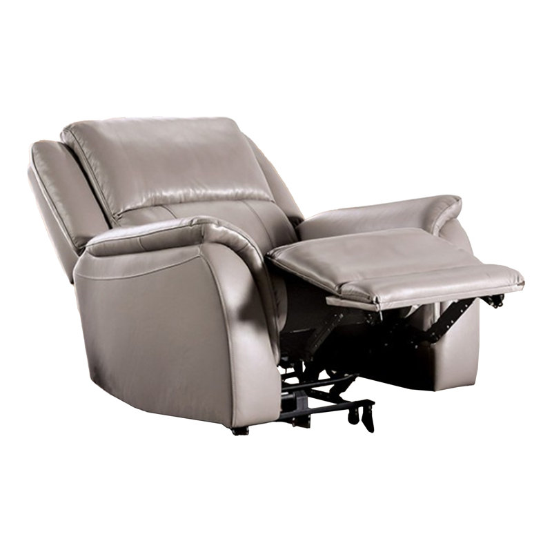 Gem Power Recliner Chair, Pillow Arms, Light Gray Top Grain Leather