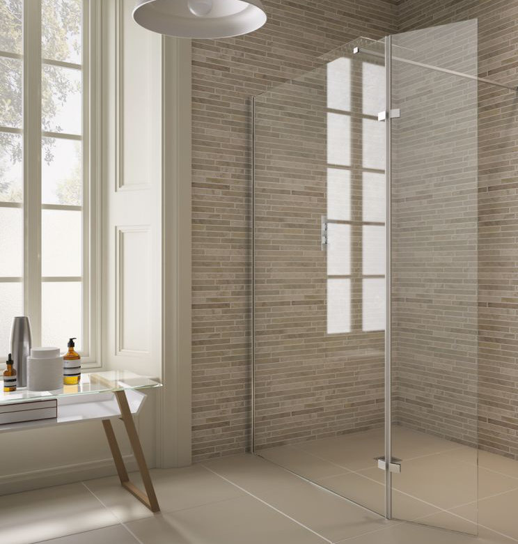 1180mm 1150mm W x 2000mm H Hinged Semi-Frameless Shower Door with Clear Glass