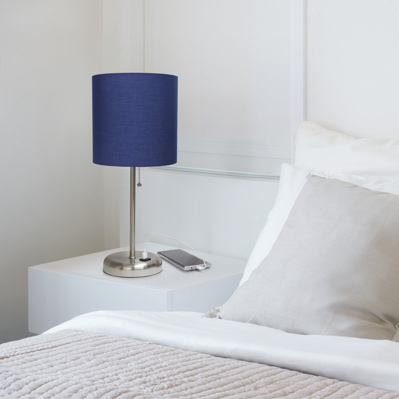 Delp Metal USB Table Lamp, Navy, Silver, Yes
