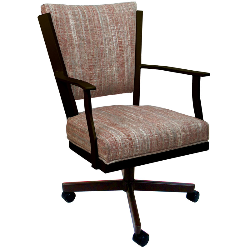 Danyael Metal Dining Caster Chair with Arms, Brown, Watusi Madder