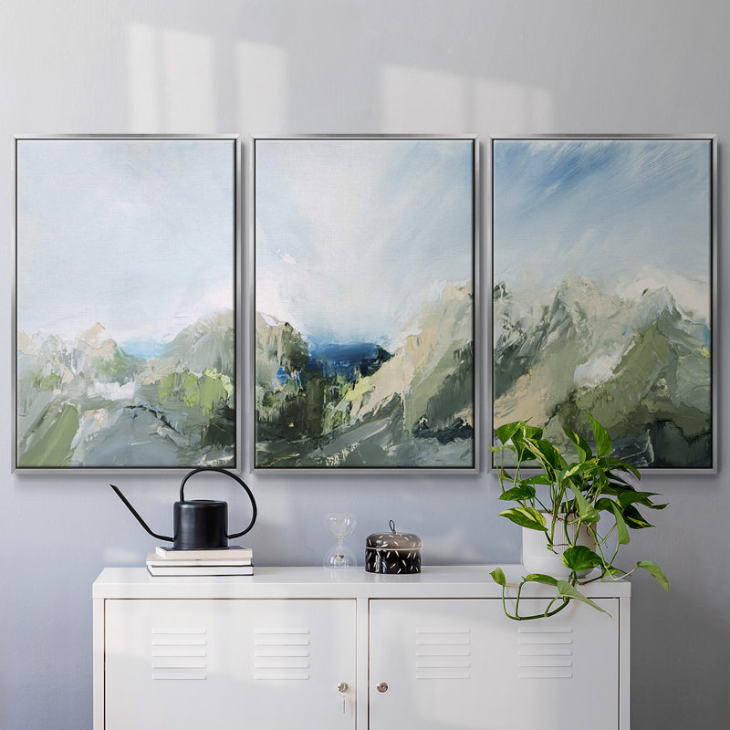 Nature's Peace II - Toile encadrée multi-pièces, H 40 po x l 78 po x P 2 po, Argenté