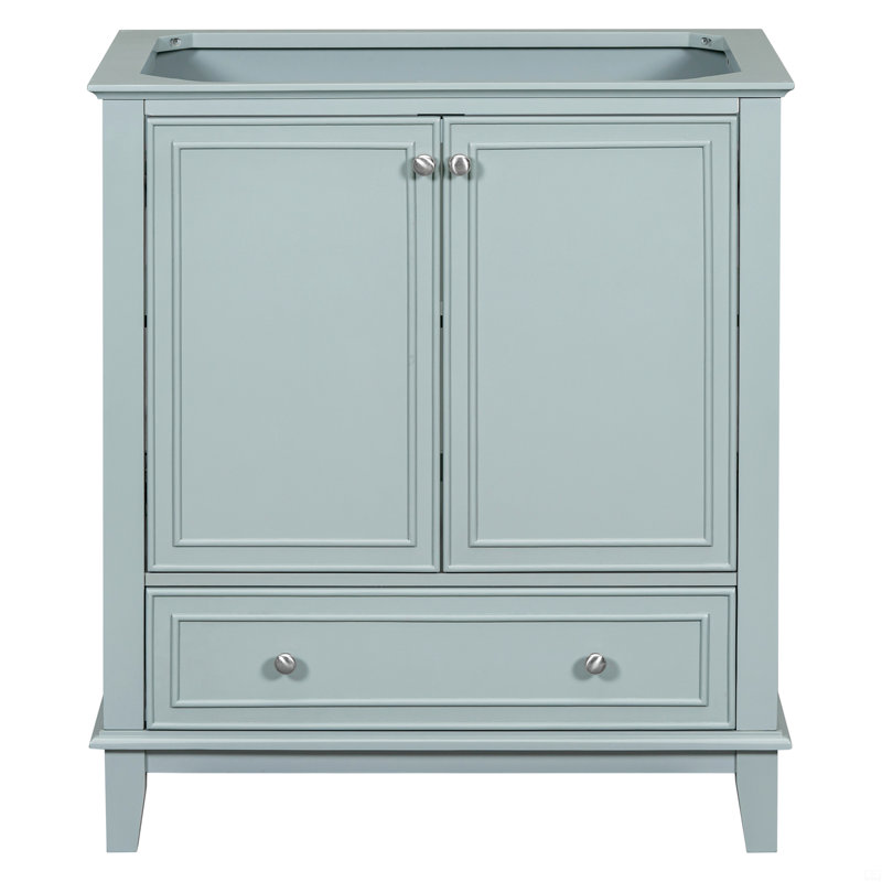Meuble-lavabo de 30 po sans lavabo, base seulement, armoire de salle de bain avec portes et tiroir, structure solide et panneau de fibres à densité moyenne