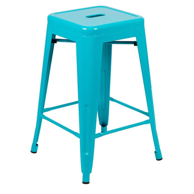 Irtaza Counter Stool with Metal Frame, Teal
