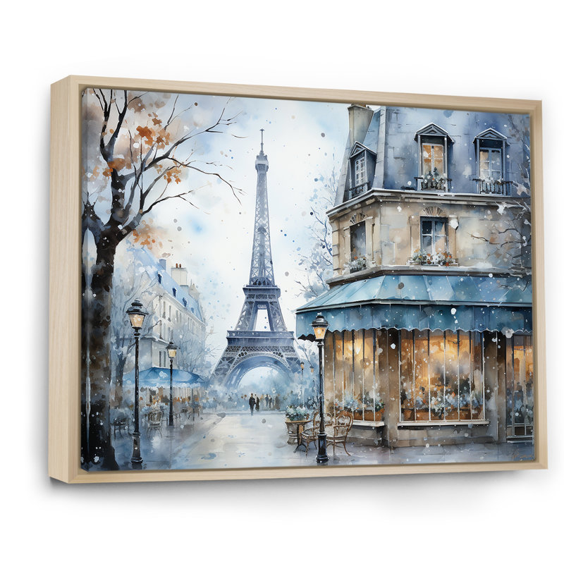 Art urbain gris, rue Parisienne IV - City Paris, Cadre flottant brun, H 30 po x l 40 po x P 1,5 po