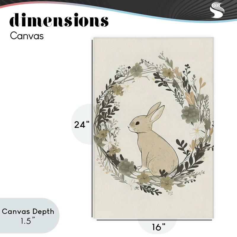 Toile de couronne de lapin pastorale, design par Creative Studio, H 24 po x l 16 po