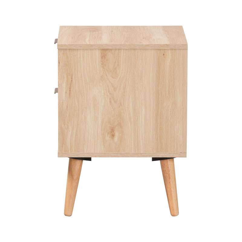 Willumsen 2-Drawer Nightstand in Oak Brown Finish, 21.7'' H X 15.7'' W X 15.7'' D