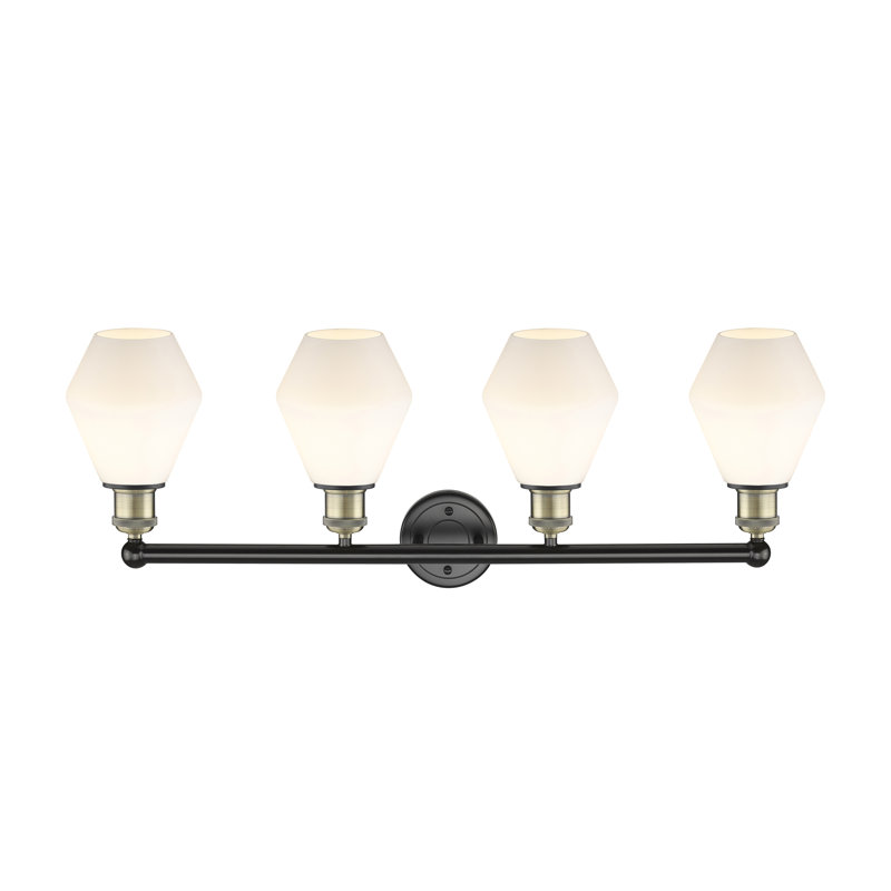 Gabbie 4 - Light Dimmable Vanity Light, Cased Matte White, Black Antique Brass