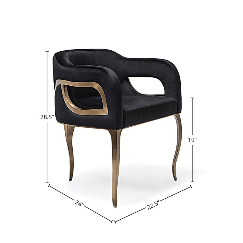 Fauteuil Iseminger, Noir, Or titane brossé