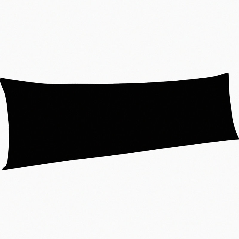 Breathable Cotton Body Pillowcase - 500 Thread Count Soft Cover for Adults - Envelope Closure - 20x54 Inches - Black Color - Comfortable Sleep