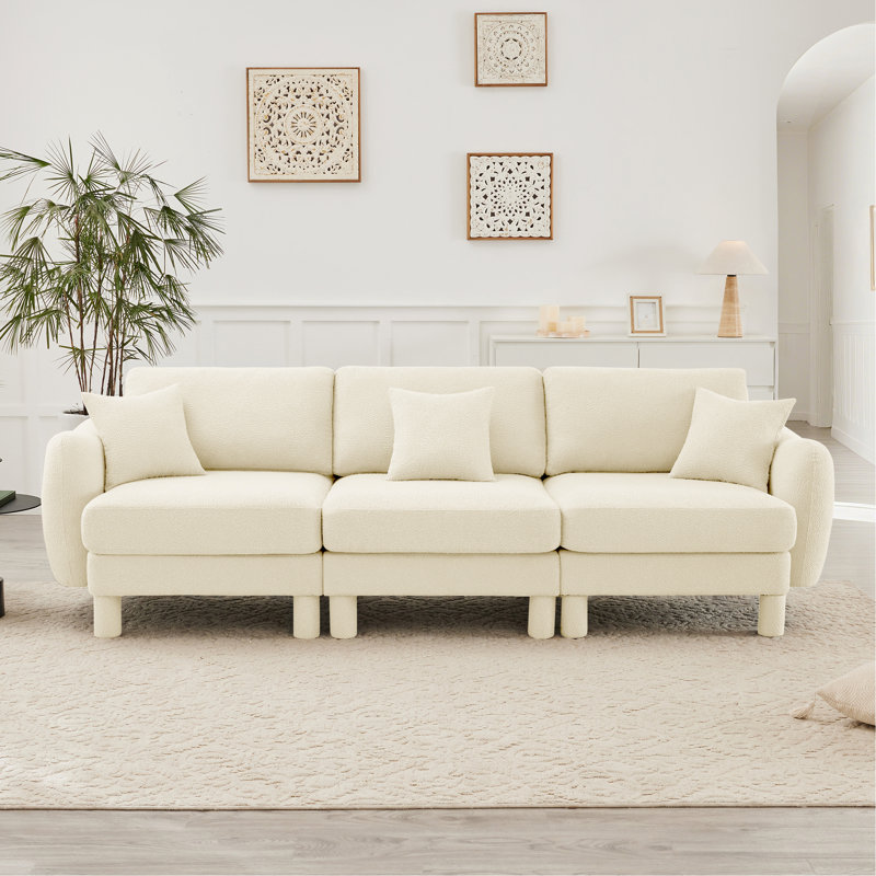 Canapé 3 places en tissu Boucle, Beige