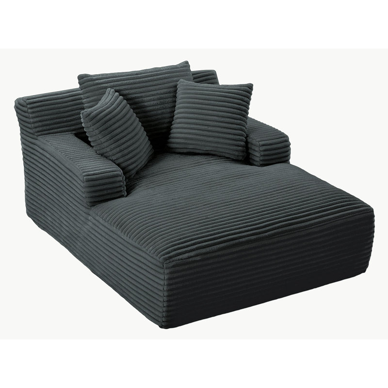 Chaise longue rembourrée en velours côtelé, Velours côtelé vert