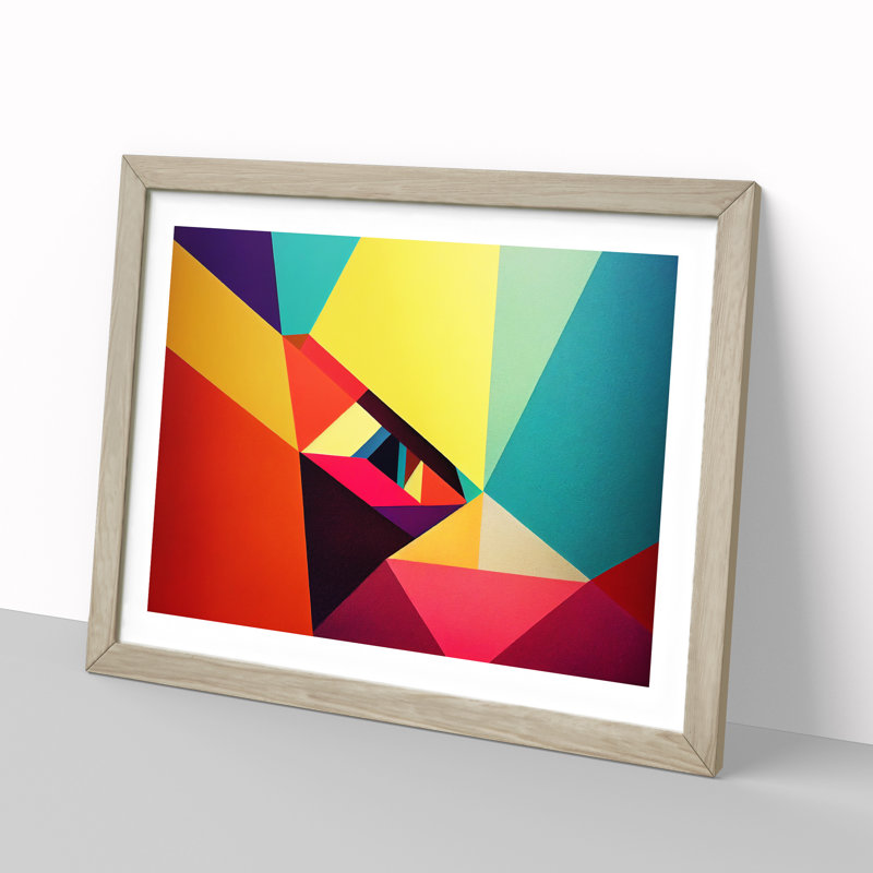 Appealing Modern Abstract Art - Single Picture Frame Print, 34cm H x 46cm W, Oak