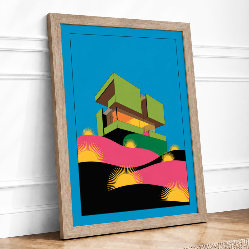 Floating Forms Geometric - Framed Print, A1 - 84.1 x 59.4 cm, Oak
