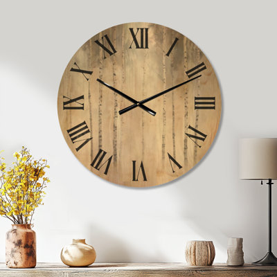 Grande horloge murale botanique scandinave en bois - bouleau nordique calme