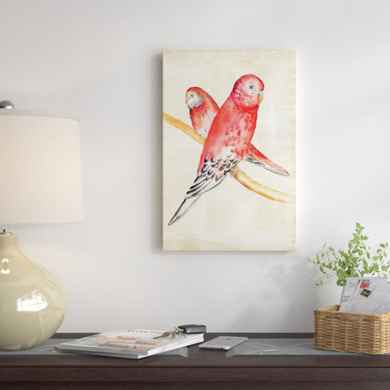 « fanciful oiseaux i », reproduction d’art sur toile, H 40 po x l 26 po x P 1,5 po, Toile tendue, Pas de tapis