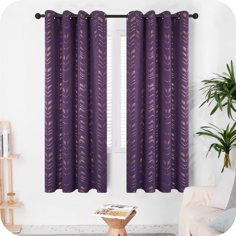 Abrahamsen Blackout Curtain Pair, Purple Grape, 46cm Width x 229cm Drop
