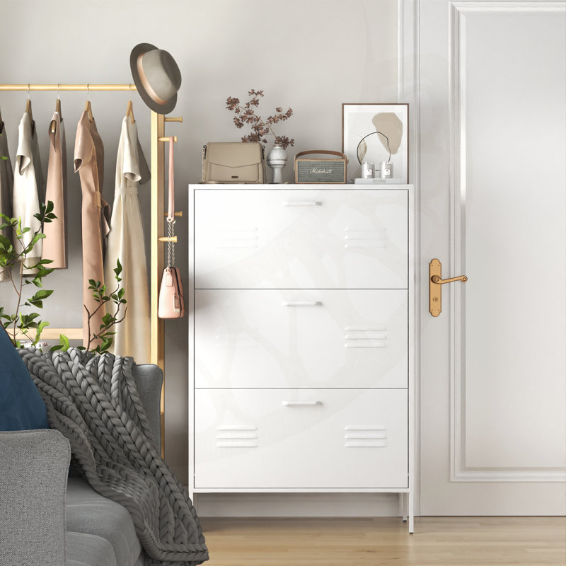 Élégant étagère à chaussures avec tiroirs, brun rustique, solution de rangement compacte et durable