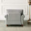 Chaise de salon simple avec pieds en bois et tissu gris-441185351