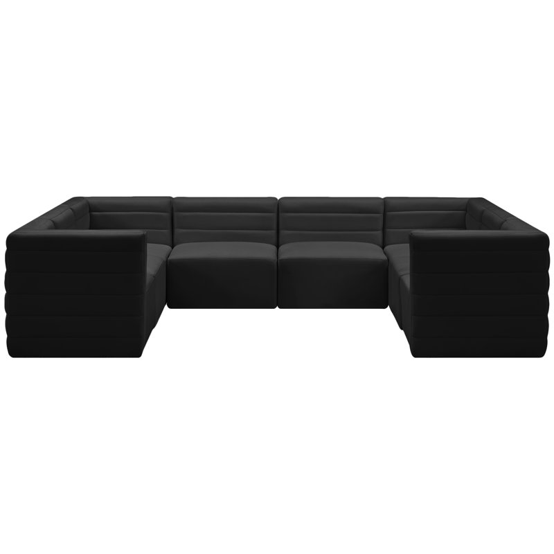 Enso Velvet U-Shaped Sectional Reversible, Black Velvet