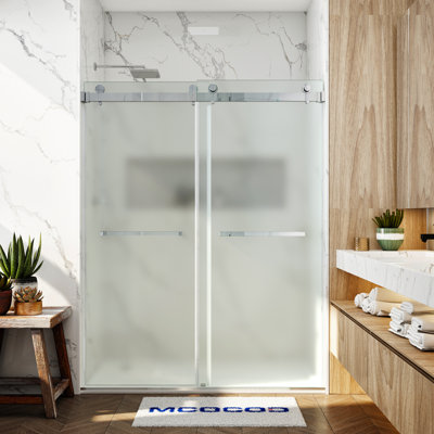 Porte de douche opale Mirage MCOCOD l 56 à 61 po x H 76 po à double vitrage coulissant sans cadre avec verre givré de 3/8 po (10 mm)